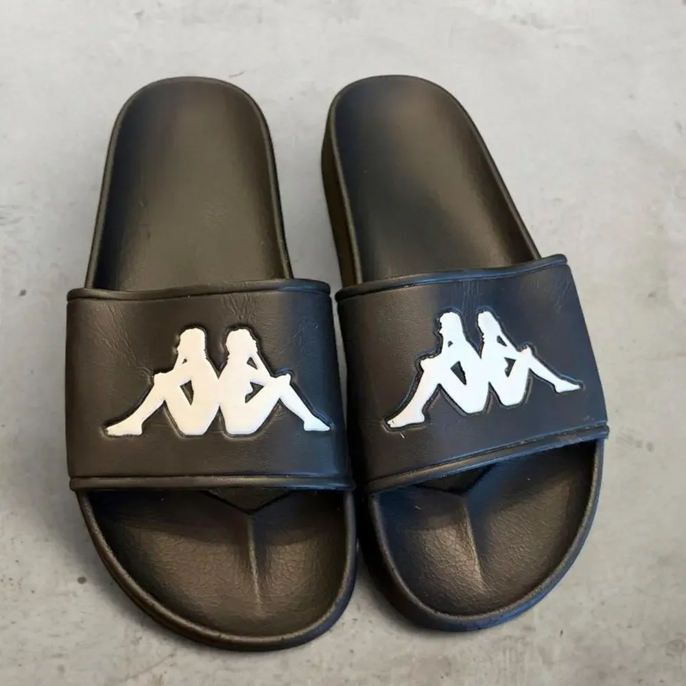 Kappa Black White Slides Slip On Shoes Size 38 EUR Mens 6
